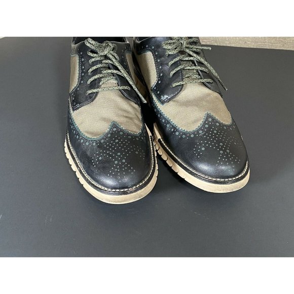 Cole Haan Zerogrand Mens Wing Tip Shoes Black And Olive Size 8.5
